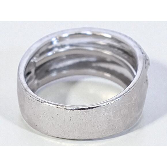 Vintage 925 Silver Crossover Ring Multiple Rows Cubic Zirconia CZ Sparkle - Picture 7 of 11